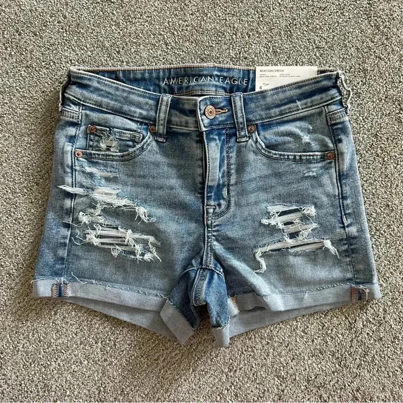 AE American Eagle Ne(x)t Level Stretch Low Rise Shortie Shorts Size 4 - Picture 1 of 9